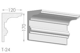 Карниз з гладким профілем, молдинг стельовий з гіпсу т-24