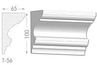 Карниз с гладким профилем, молдинг потолочный из гипса т-56
