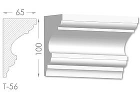 Карниз з гладким профілем, молдинг стельовий з гіпсу т-56