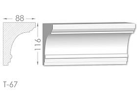 Карниз з гладким профілем, молдинг стельовий з гіпсу т-67