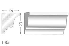 Карниз з гладким профілем, молдинг стельовий з гіпсу т-85
