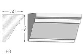 Карниз з гладким профілем, молдинг стельовий з гіпсу т-88