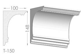 Карниз з гладким профілем, молдинг стельовий з гіпсу т-150