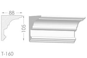 Карниз з гладким профілем, молдинг стельовий з гіпсу т-160