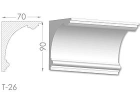 Карниз з гладким профілем, молдинг стельовий з гіпсу т-26