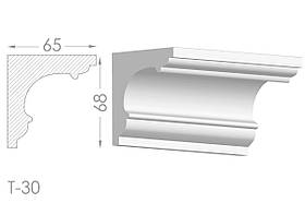 Карниз з гладким профілем, молдинг стельовий з гіпсу т-30