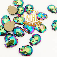 Стрази-черепа, розмір 10х8 mm, колір Green Scarabeus, ціна за 1 шт.