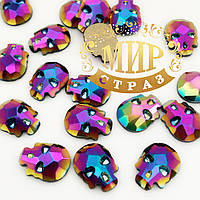 Стрази-черепа, розмір 10х8 mm, колір Violet AB, ціна за 1 шт.