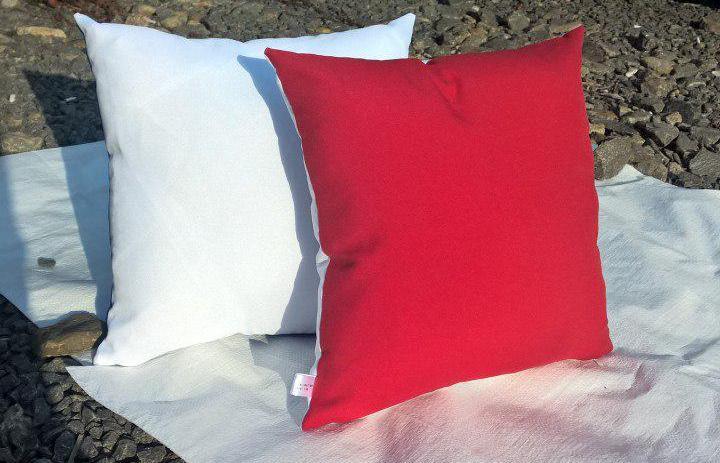 Подушка габардин 40х40 см білий/червоний для сублімації