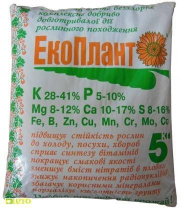 Добриво органо-мінеральне ЕкоПлант (золу соняшника), 5 кг — ефективне екологічно чисте добриво, фото 1