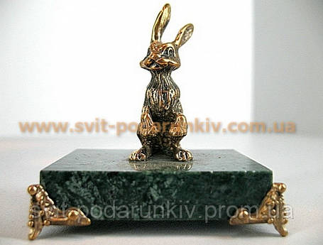Бронзова статуетка Заєць - Кролик оригінальний подарунок, фото 2