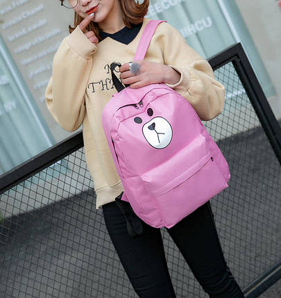 Шкільний тканинний рюкзак ведмедик, фото 1