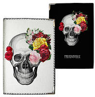 Обкладинка на паспорт Skull with roses (тканина)
