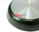 Сковорода алюмінієва 28см (висота 6см) з антипригарним покриттям (зовні зелений колір) БІОЛ "Атлас" 22813ПЗ, фото 4