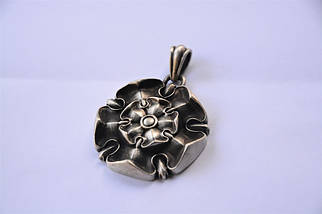 Кулон золотая роза Игра Престолов дом Тиреллы бронза+посеребрение, фото 2