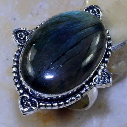 Красивое Кольцо с Камнем Лабрадор в Серебре Овальное Кольцо с ...