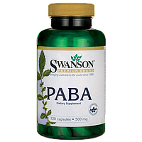 Пара-аминобензойная кислота, PABA, Swanson, 500 мг, 120 капсул