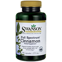 Екстракт Кориці, Full Spectrum Cinnamon, Swanson, 375 мг, 180 капсул