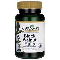 Шкаралупа Чорного горіха, Black Walnut Hulls, Swanson, 500 мг, 60 капсул