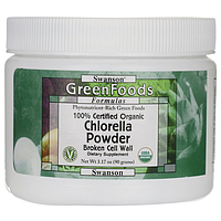 Хлорелла в порошке, 100% Certified Organic Chlorella Powder, Swanson, 3.17 oz (90 грамм) порошок