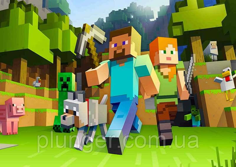Вафельна картинка для торта "MineCraft", прямокутна (лист А4), фото 1