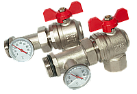 Кран для гребенки коллекторной с термометром угловой 1" ASCO Armatura