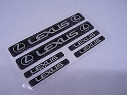 Наклейка s маленька Lexus набір 6 шт (2 шт.-11х1.5 см і 4 шт.-5х0,7 см) силіконовий напис на авто емблема Лексус