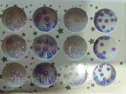 Набір 3D перлів "Ефект русалки" для дизайну нігтів у контейнері, фото 2