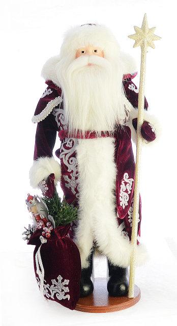 Дід Мороз з посохом новорічну прикрасу під ялинку Дід Мороз у бордовій шубі