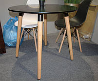 Стіл обідній NOLAN III DT-9017 круглий чорний, дерев'яні ніжки, Mario Cellini Halo Dining Table, фото 3