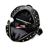 Рюкзак жіночий шкіряний зі стразами і заклепками (рожевий), фото 10