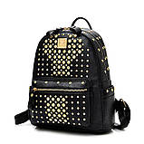 Рюкзак жіночий шкіряний зі стразами і заклепками (рожевий), фото 3