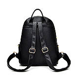 Рюкзак жіночий шкіряний зі стразами і заклепками (рожевий), фото 5
