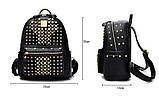Рюкзак жіночий шкіряний зі стразами і заклепками (рожевий), фото 6