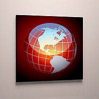 Настенный декор картина печать на холсте Континенты на глобусе Карта Глобус 50х50