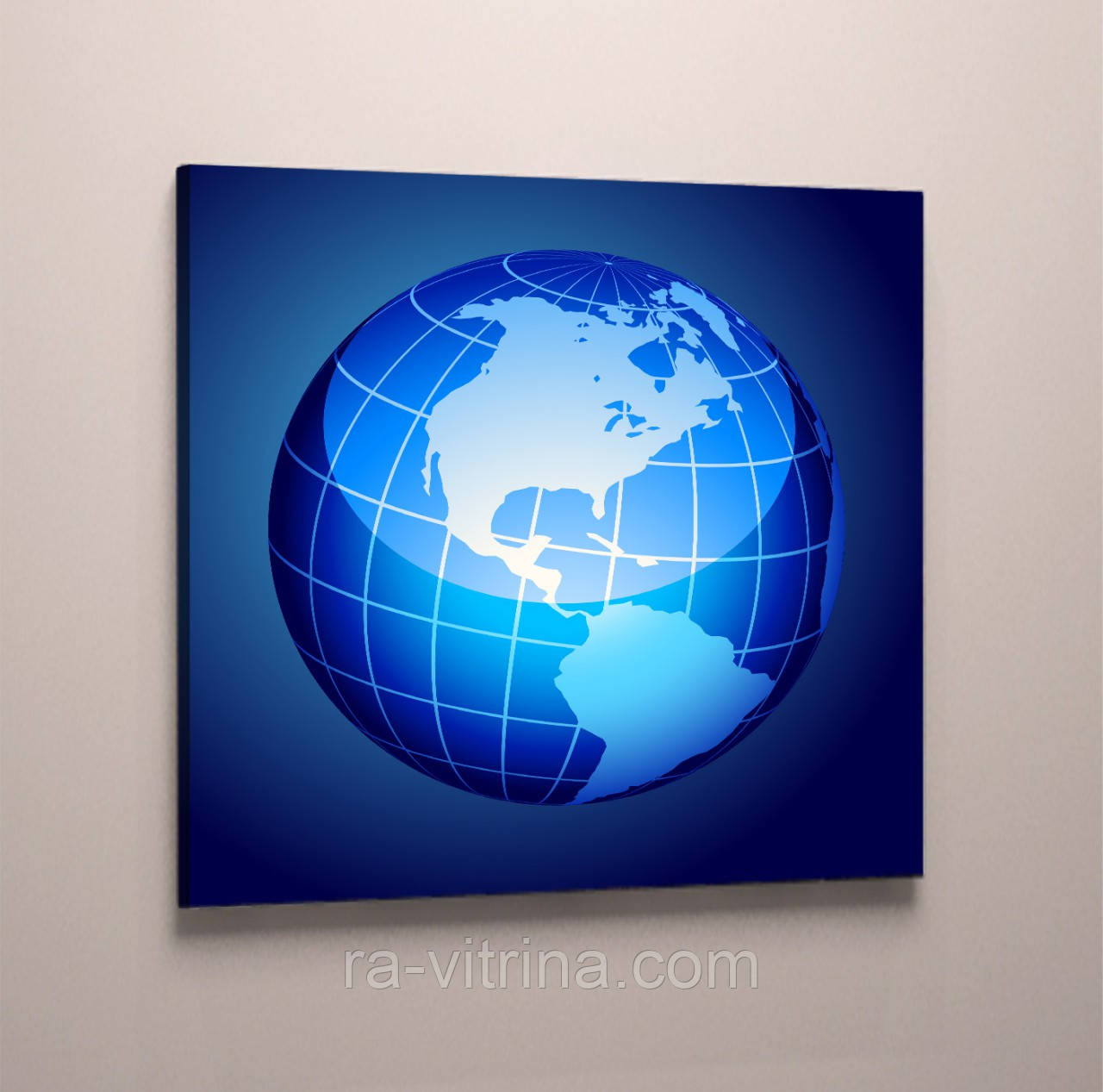 Настінний декор для офісу Глобус Карта світу Континенти на планеті 50х50