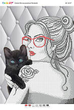 Схема для часткової вишивки бісером "Дівчина з кошеням"