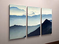 Картина модульная фотопечать на холсте Горы Небо Облака на горах 90х60 из 3х частей