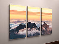 Настенный декор картина модульная Горы в облаках Пейзаж Облака 90х60 из 3х частей