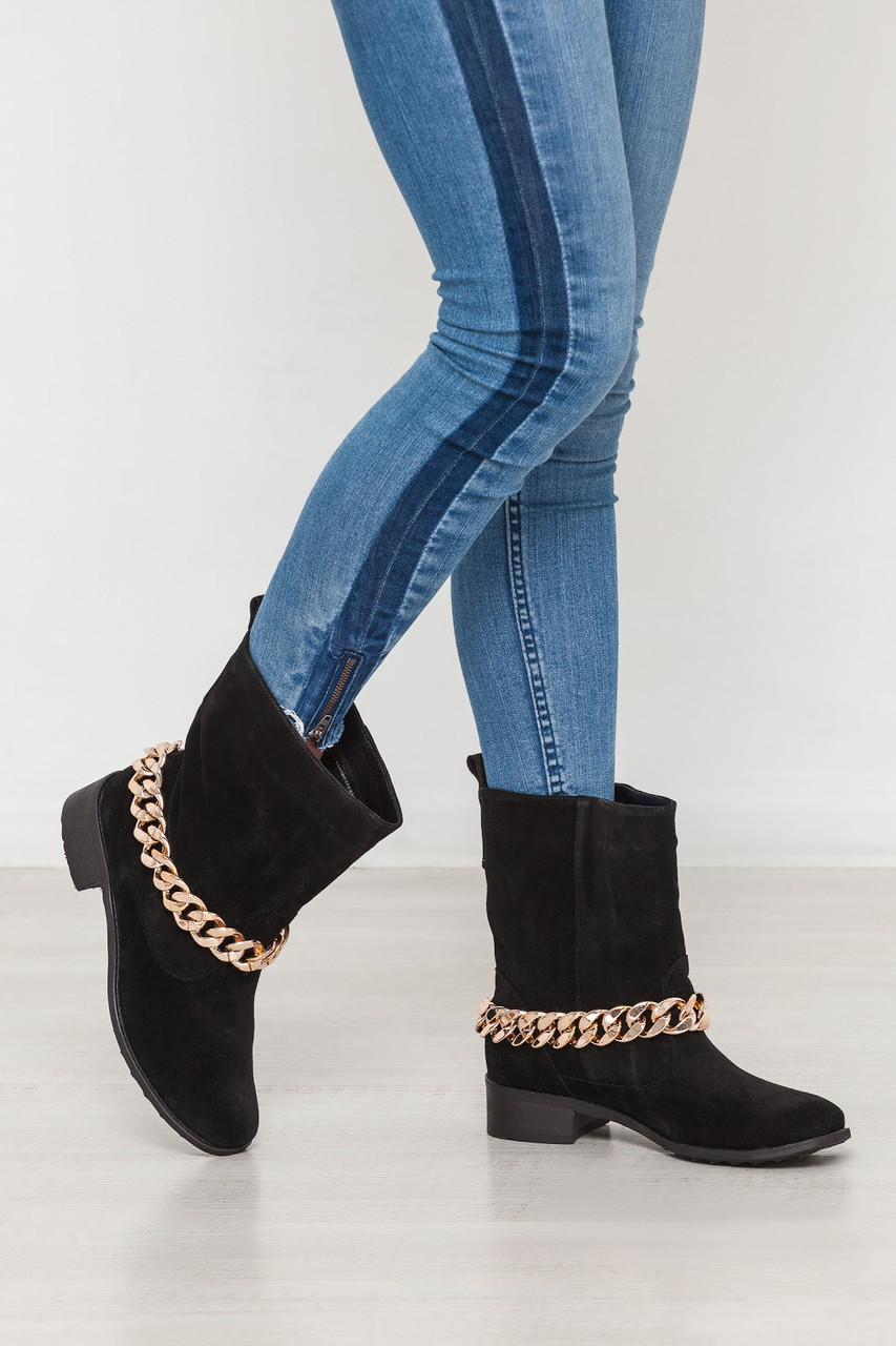 Комфортні жіночі черевики напівчоботи з ланцюгом ТМ Bona Mente, фото 1