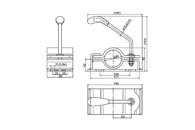 Крепление подкатного колеса легкового прицепа Knott-Autoflex Ø60 мм 280 кг 6F5047.001 - фото 2 - id-p593328584