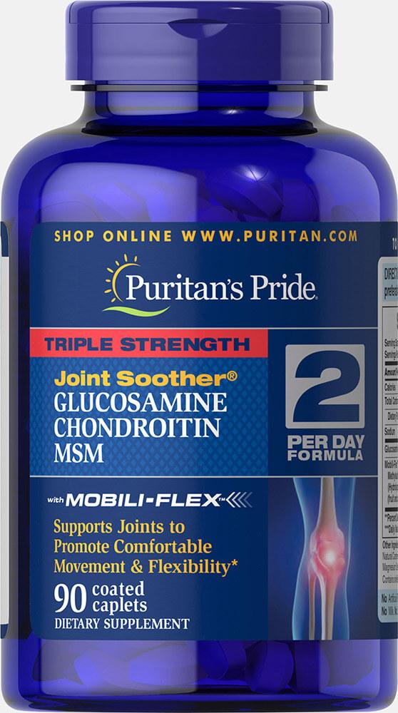 Puritans Pride Triple Strength Glucosamine, Chondroitin & MSM Joint Soother 90 caplets