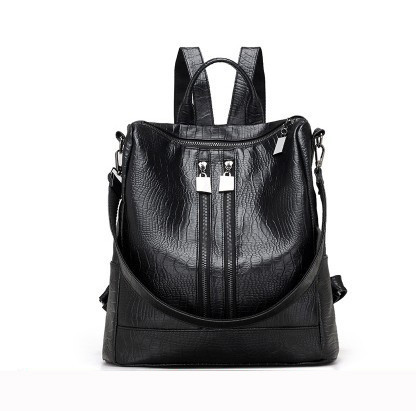 Рюкзак-сумка женский черный под рептилию - фото 1 - id-p593340177