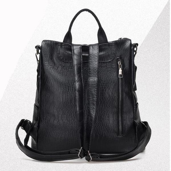 Рюкзак-сумка женский черный под рептилию - фото 4 - id-p593340177