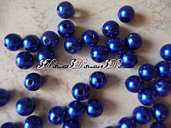 Намистини перлини 8 мм, 10 шт, синій №40