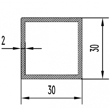 Труба алюмінієва квадратна 30х30х2, без покриття, L = 6000 мм, фото 2