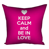 Подушка габардинова з принтом Keep calm and be in love 40x40 см (4P_15L014)
