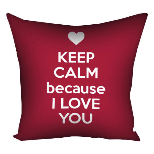 Подушка габардинова з принтом Keep calm and because i love you 50x50 см (5P_15L021)