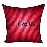 Подушка габардинова з принтом I love us 40x40 см (4P_15L027)