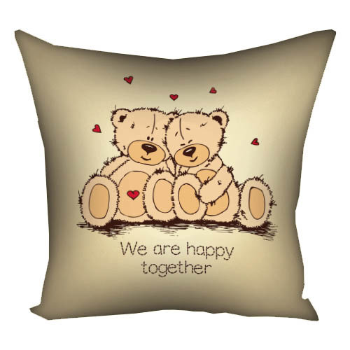 Подушка габардинова з принтом We are happy together 50x50 см (5P_15L037)